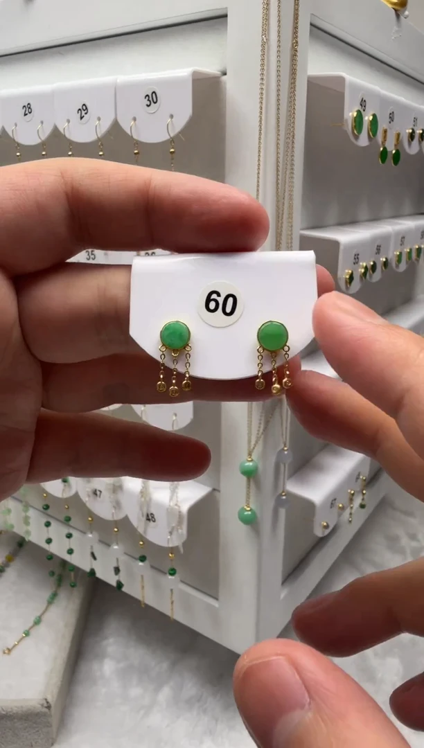 18K金镶嵌翡翠耳饰缅甸天然翡翠a货1