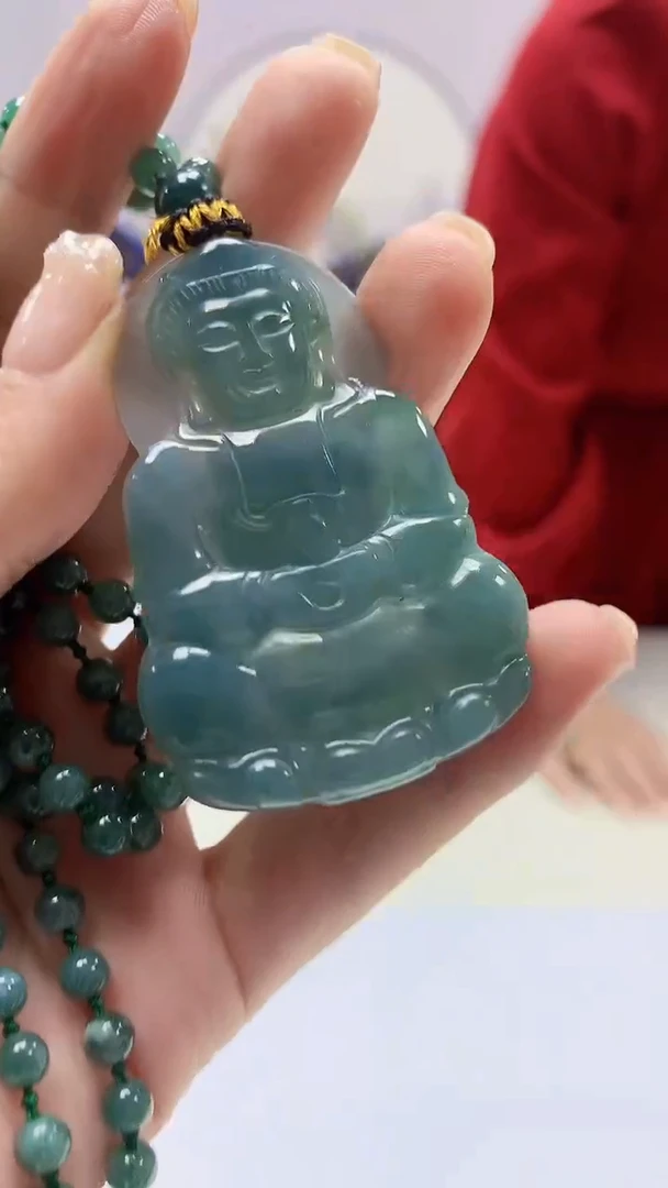 【闪购商品】定制翡翠未镶嵌4902ms-毛货122观音赠珠链