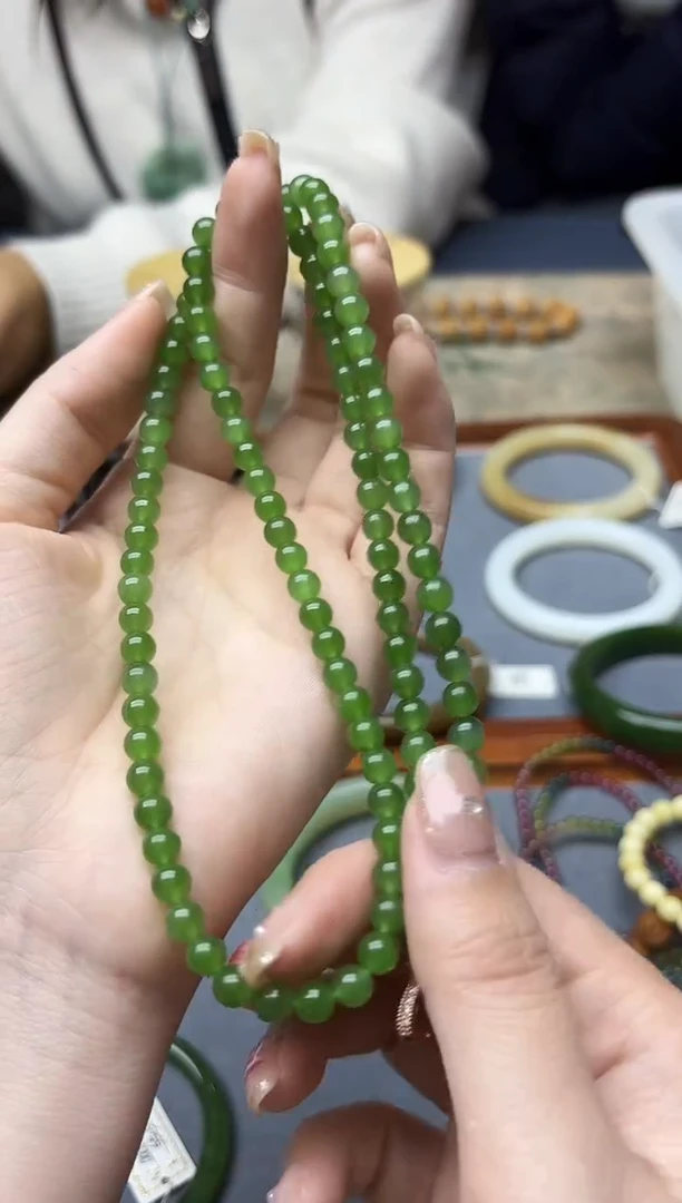 颈饰银S925镶嵌和田玉s925银和田玉项链6mmXEZB