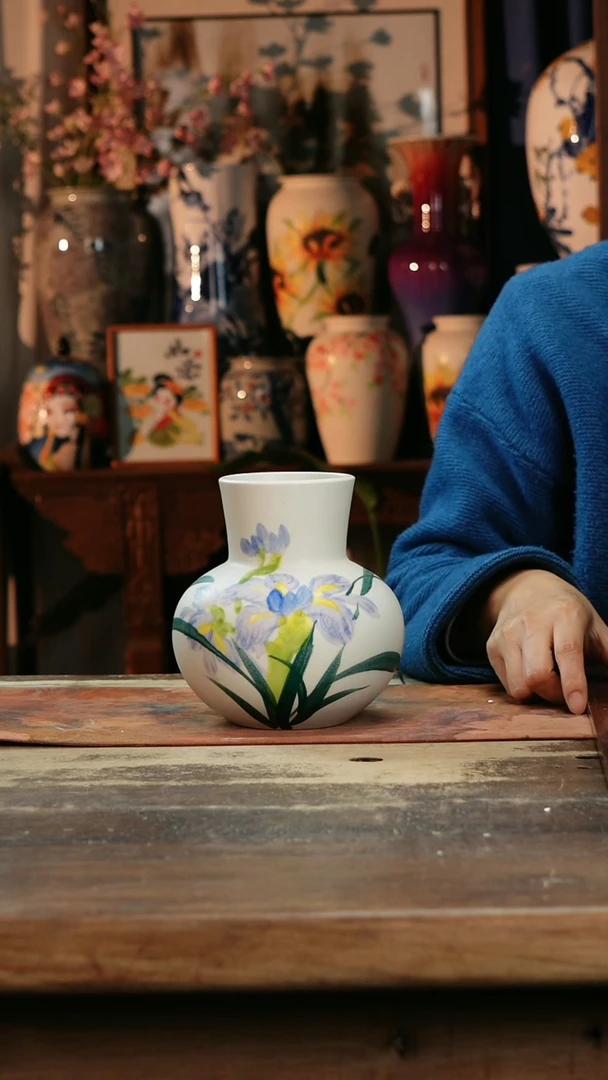 【闪购商品】瓷片景德镇纯手工釉下彩精品花瓶