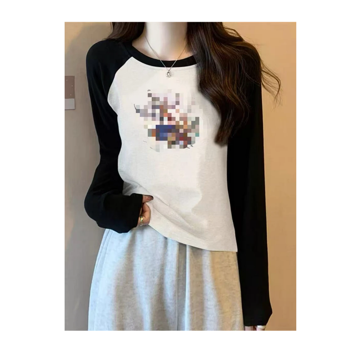 613长袖T恤女春秋装新款打底衫胖妹妹显瘦休闲宽松上衣5037