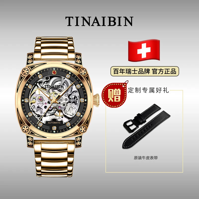 全新未使用 瑞士TIANBIN 理查德系列自动腕表 赠手串皮带lml