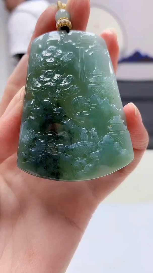 定制翡翠未镶嵌5060zm-毛货挂件山水48