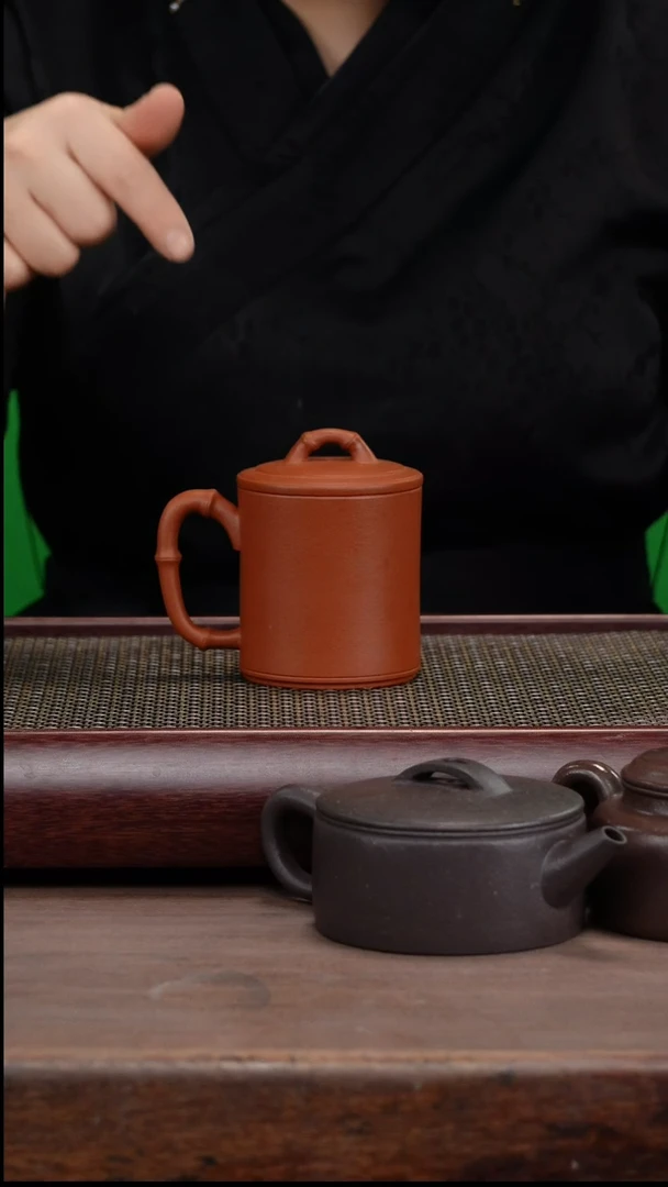 【闪购商品】紫砂茶壶零添加朱砂竹节盖杯