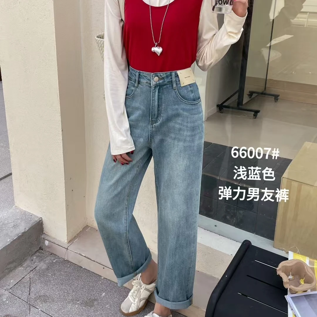 172S6007新款2025直筒显瘦弹力男友裤女时尚牛仔裤