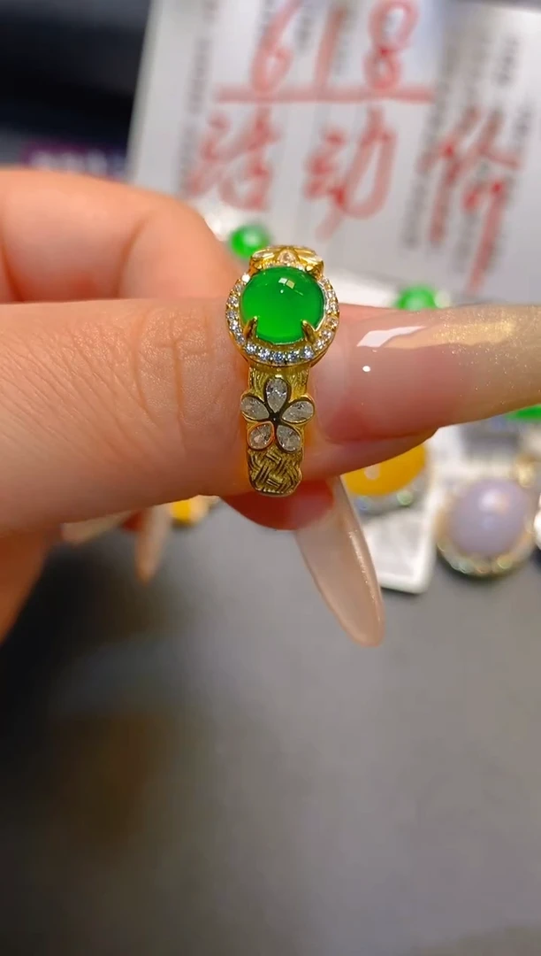 翡翠银S925镶嵌耳饰天然