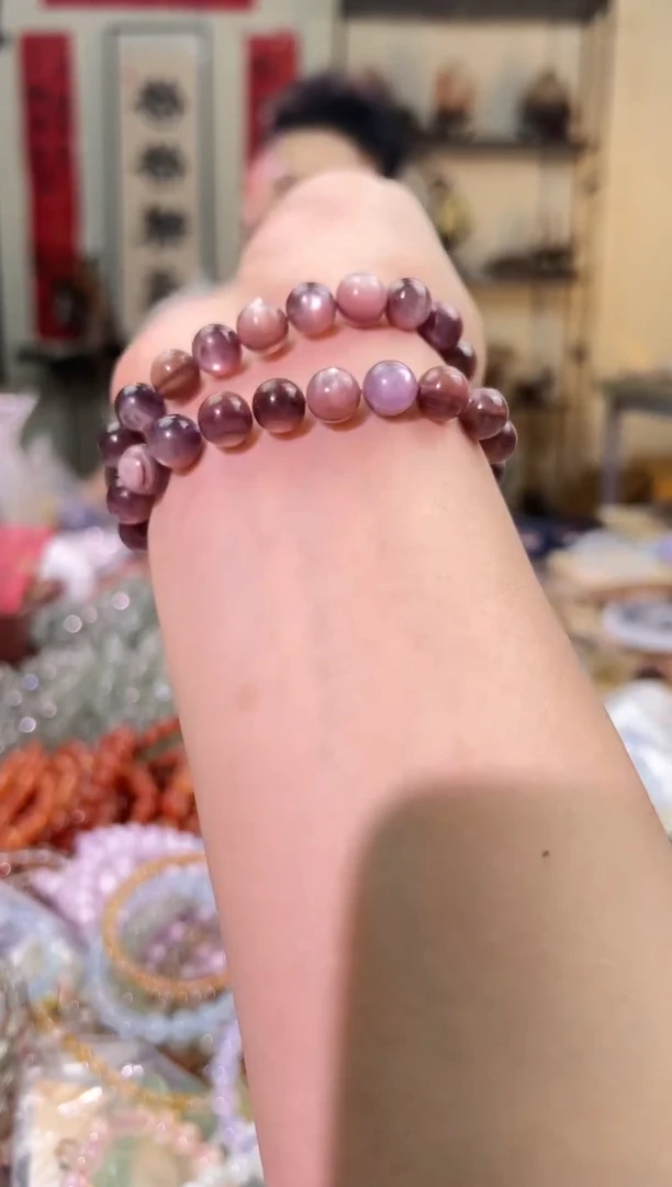 手串锂辉石未镶嵌9mm+紫锂云母（多样性发一）