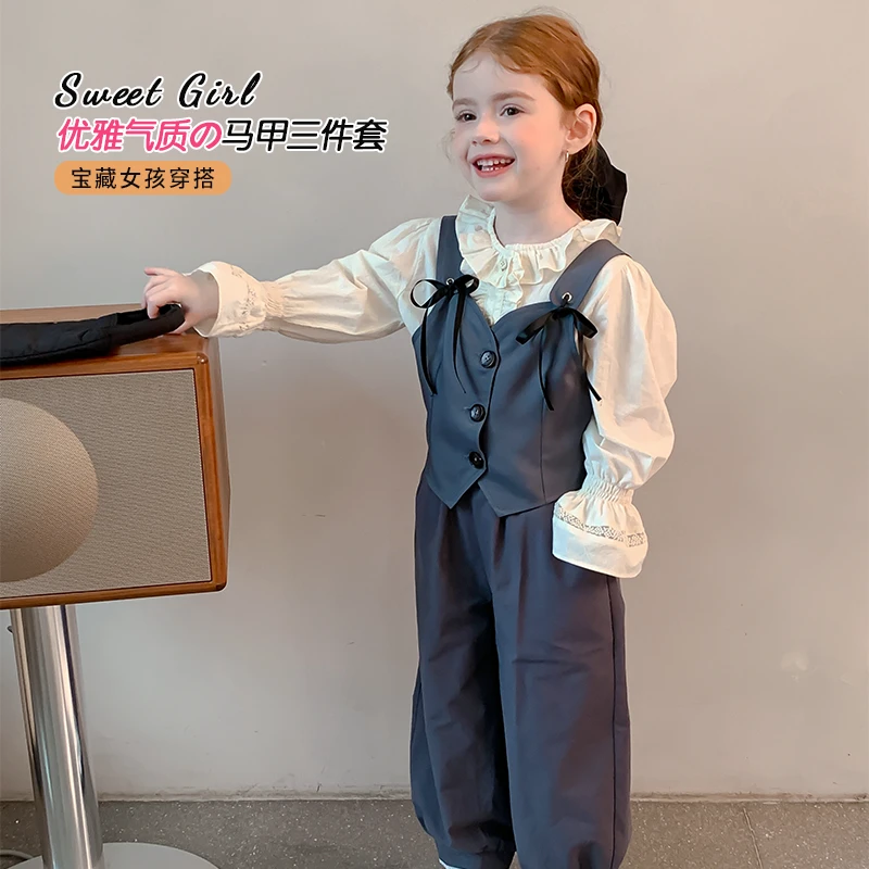 尤画儿童休闲三件套女童春季运动中大童宝藏洋气女孩套装潮67025