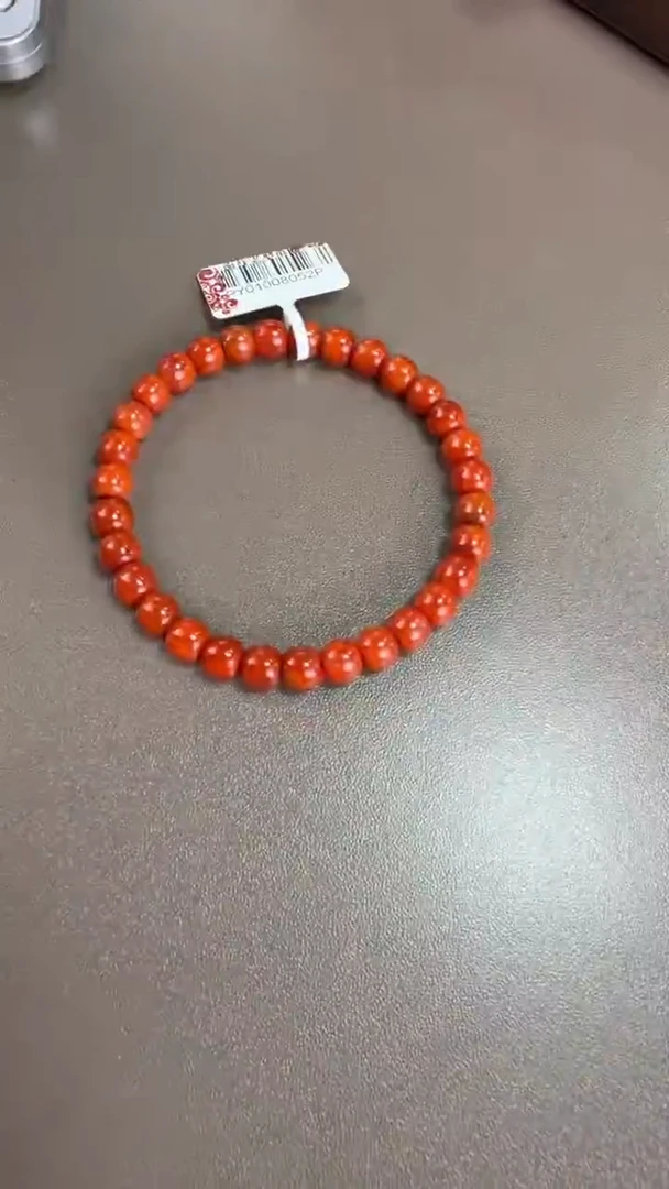 未镶嵌手链南红玛瑙无胶无裂6mm老型柿子红