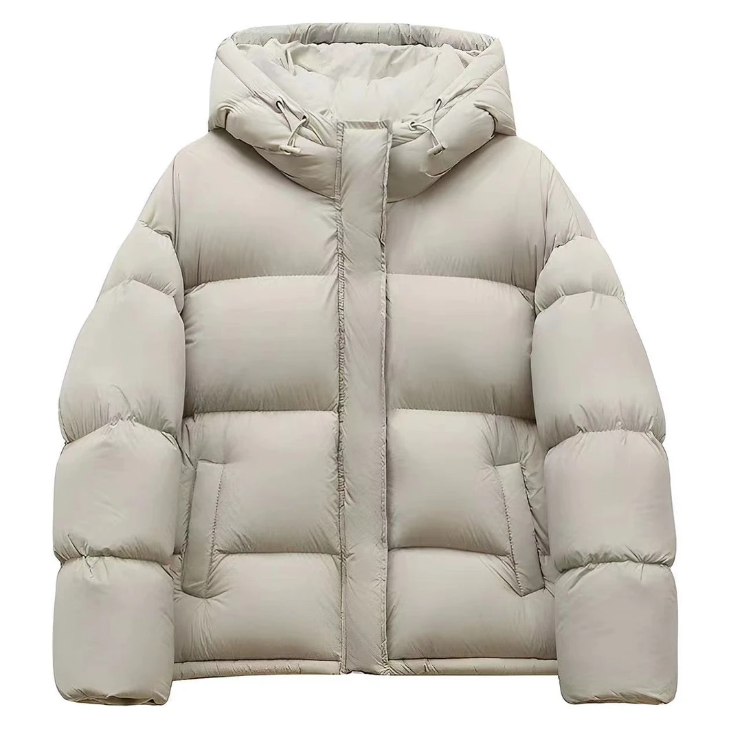 高级感95白鸭绒羽绒服女短款2024新款连帽宽松加厚抗寒面包服外套