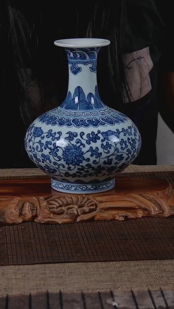 折葵非器手工手工手绘缠枝莲大肚瓶