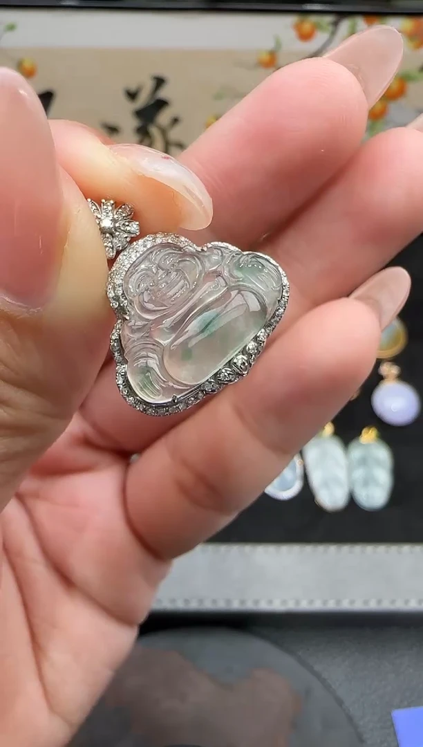 吊坠(不含链)18K金镶嵌翡翠勿拍