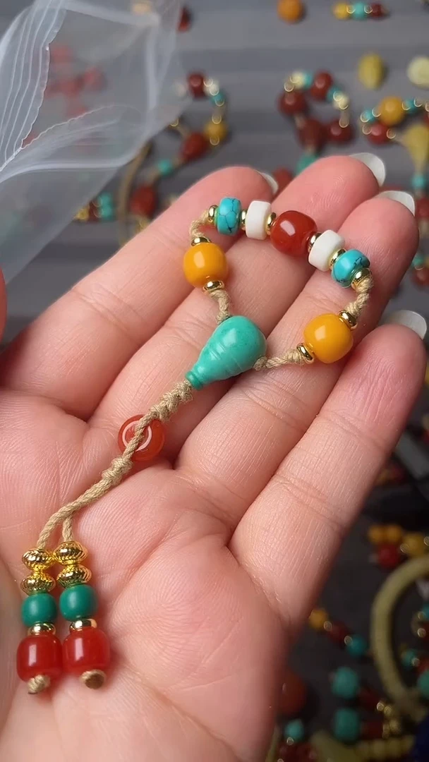 裸石蜜蜡未镶嵌4-7绿三通蜜蜡腰珠