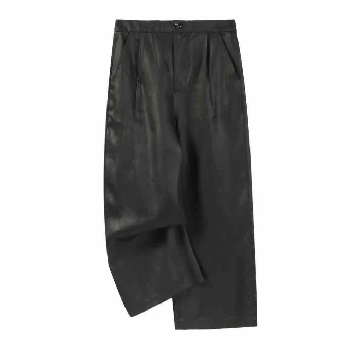 佳  新中式  风  19368  湖丝老油皮 直筒裤