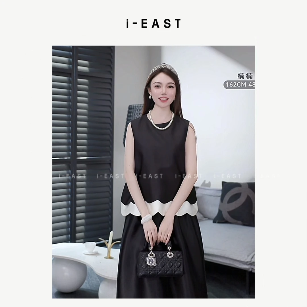 i-EAST NN 蝴蝶少女 ~百搭时尚波浪边无袖拉链上衣-5C SY8570