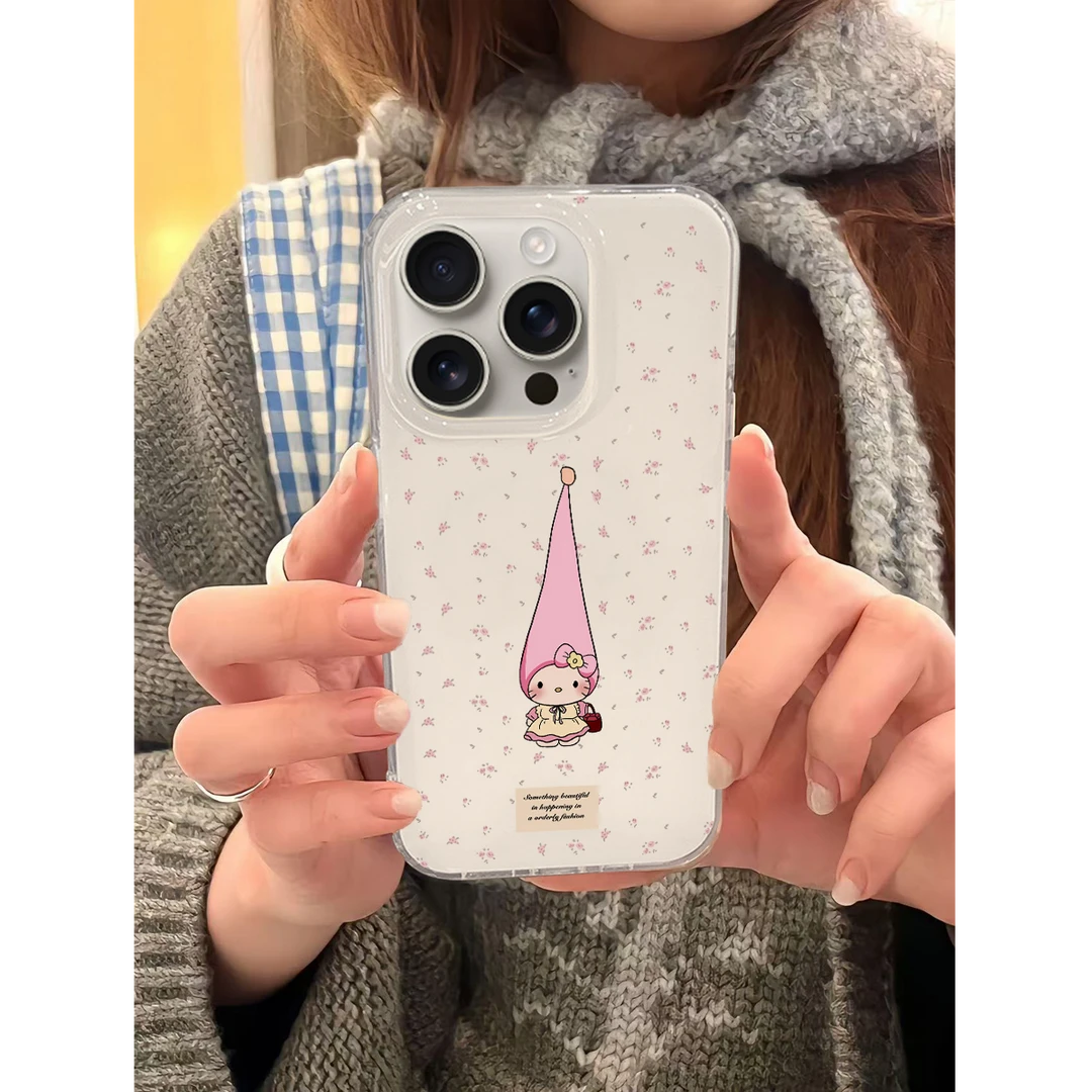 碎花帽子KT猫适用苹果手机壳华为vivo小米荣耀oppo红米可爱女全包