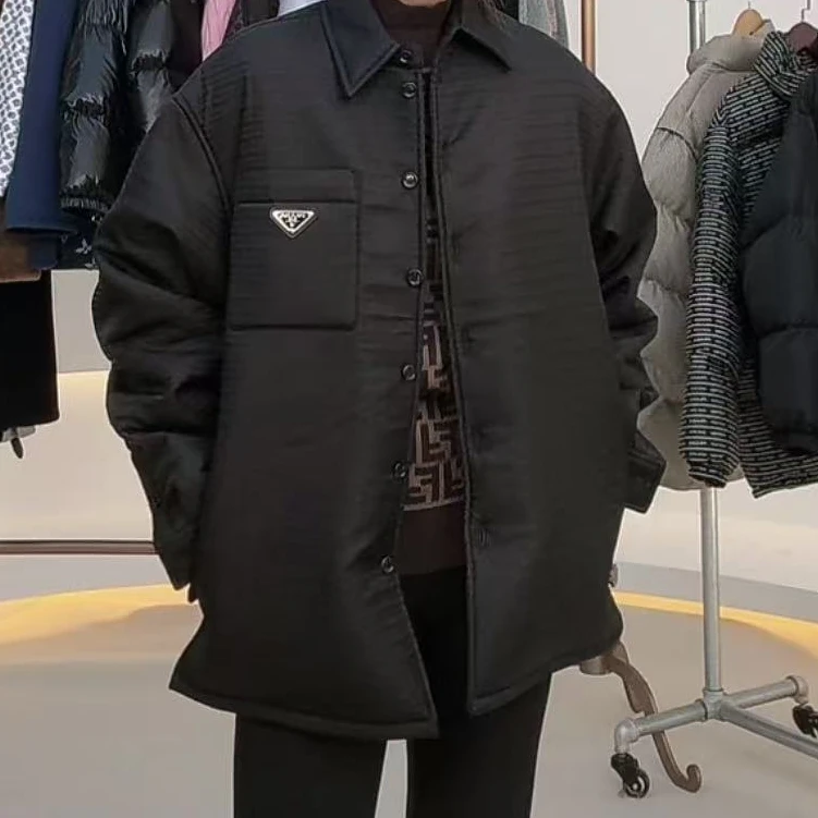 全新未使用 Prada/普拉达 徽章单排扣翻领宽松长袖夹克外套/38
