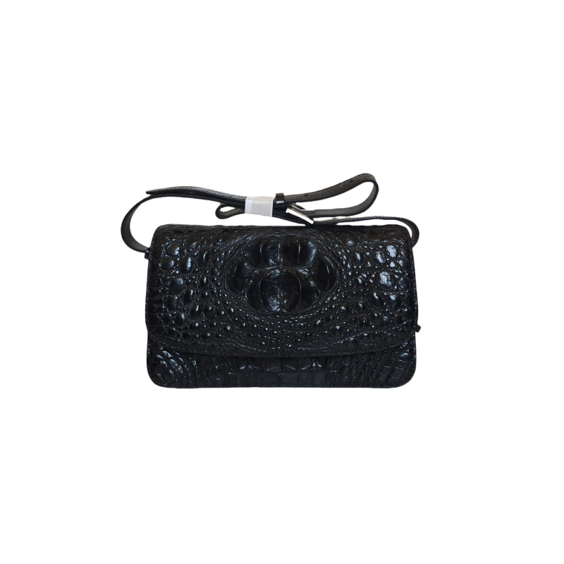 【2025高定女包】鳄鱼皮定制款黑色简约百搭单肩斜挎女包X1132
