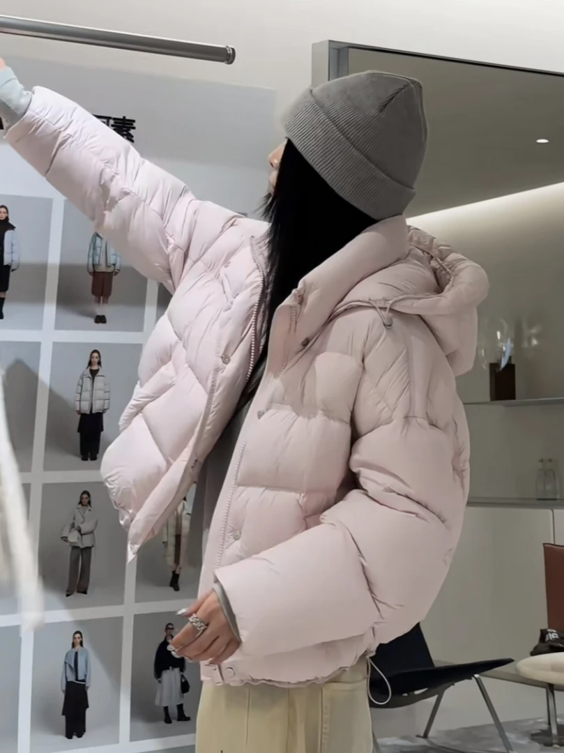 【泡芙女孩】轻柔云感95白鸭绒泡芙龟背羽绒服女短款连帽加厚外套