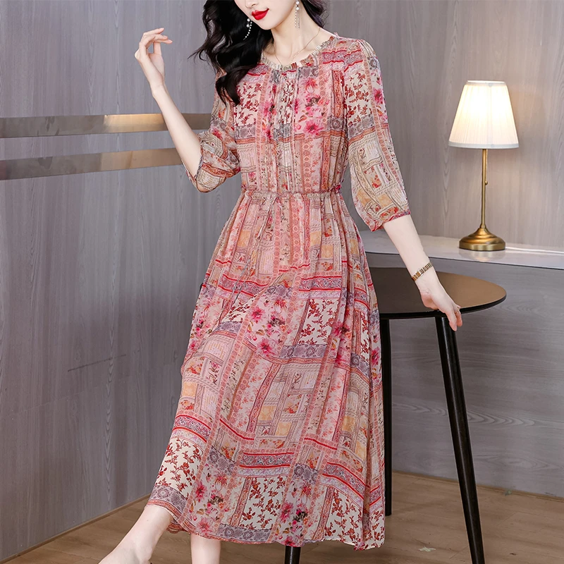连衣裙春夏季2024新款高端精致法式温柔风桑超仙碎花裙