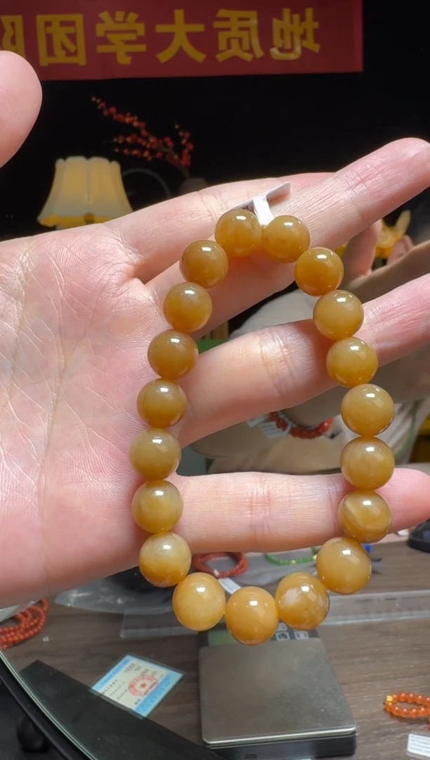 【闪购商品】和田玉（糖玉）手串未镶嵌约10mm和田玉糖料圆珠单圈