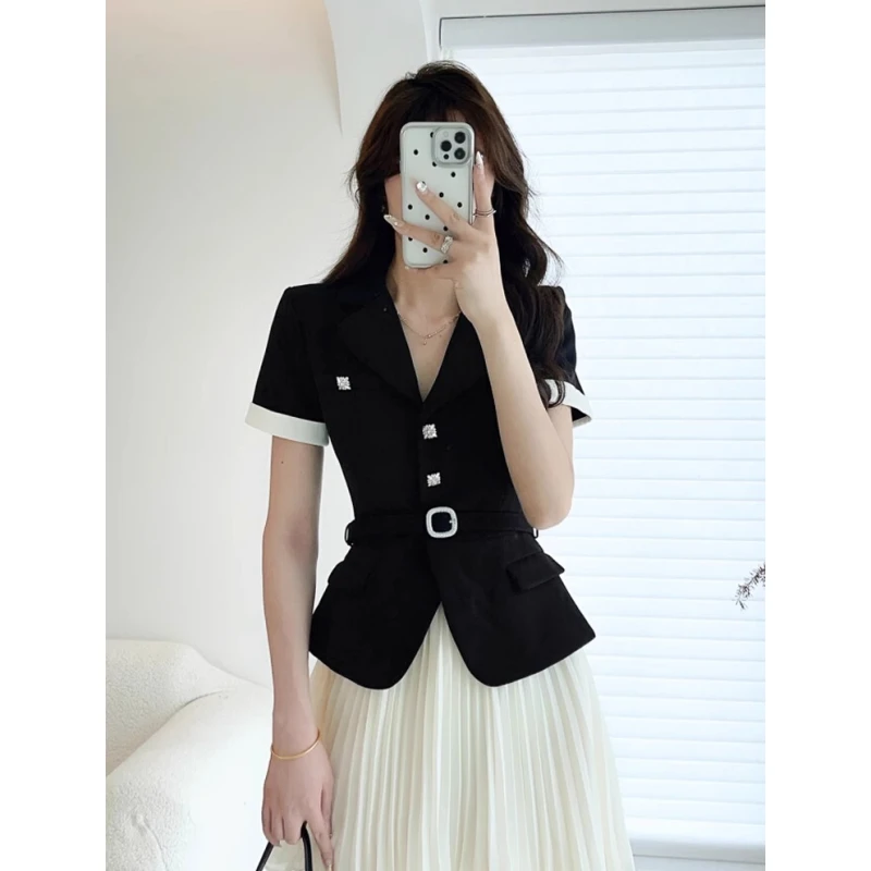 夏季短袖时尚轻奢御姐气质女神范洋气短裙两件套西装套装女高级感