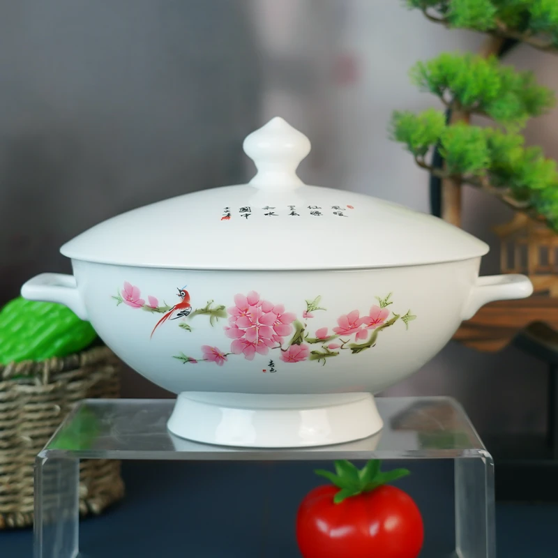 【百善瓷业】567水点桃花薄胎鸿运富贵碗