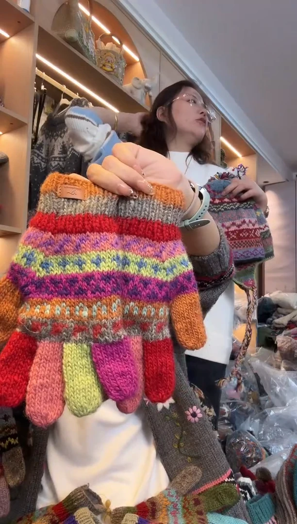 羊毛一**果百羊毛五指手套A239