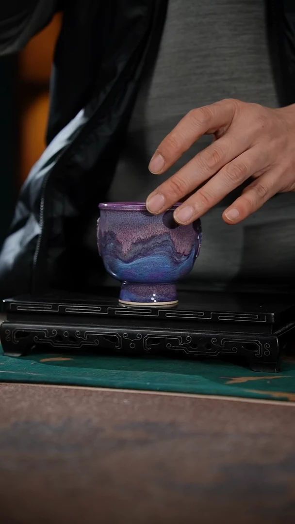 87-2星航手制双鱼杯（窑变山水）