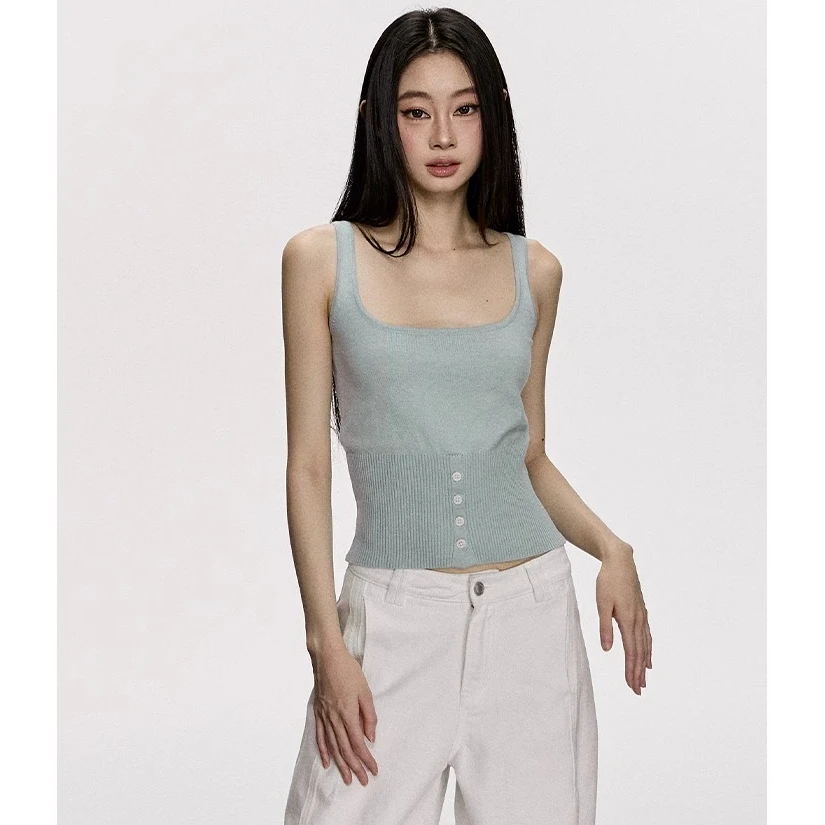 anna aneae针织背心吊带上衣女夏季清凉海边无袖修身辣妹内搭衣服