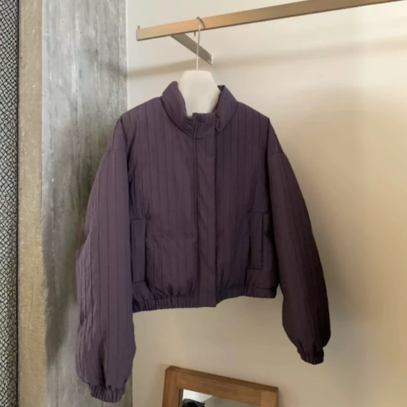 欧货设计感立领夹棉短棉服外套女秋冬新款时尚百搭上衣潮