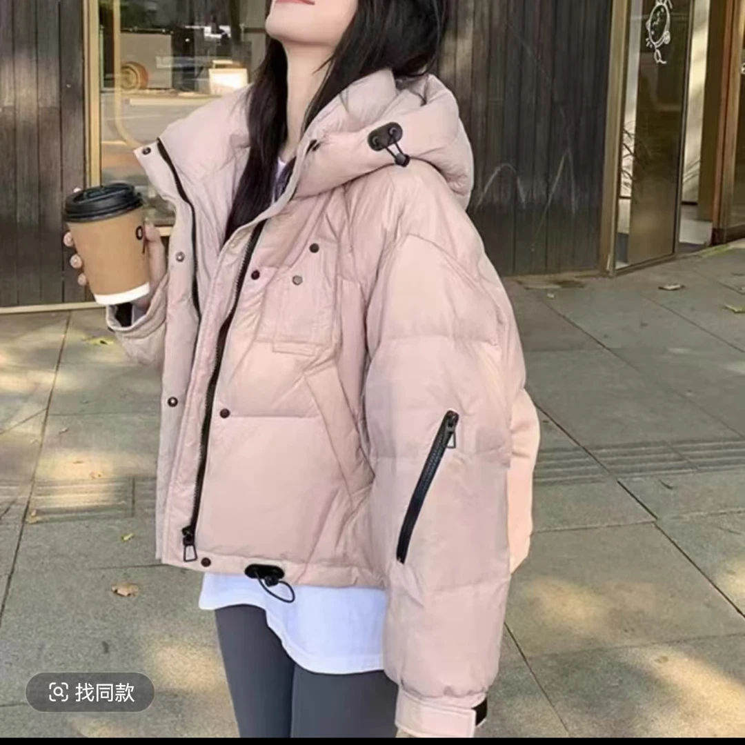 8917【衣长58】短款连帽棉服2024新款小个子流行甜美风面包服外套