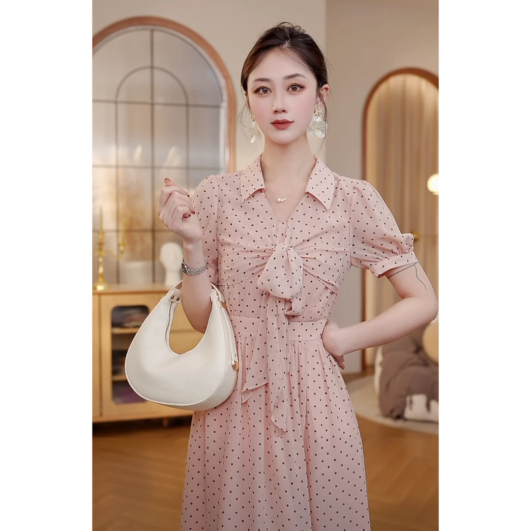 【CICI&GERTCOREL】 藤蔓之吻 法式两穿波点收腰连衣裙CC252L1012