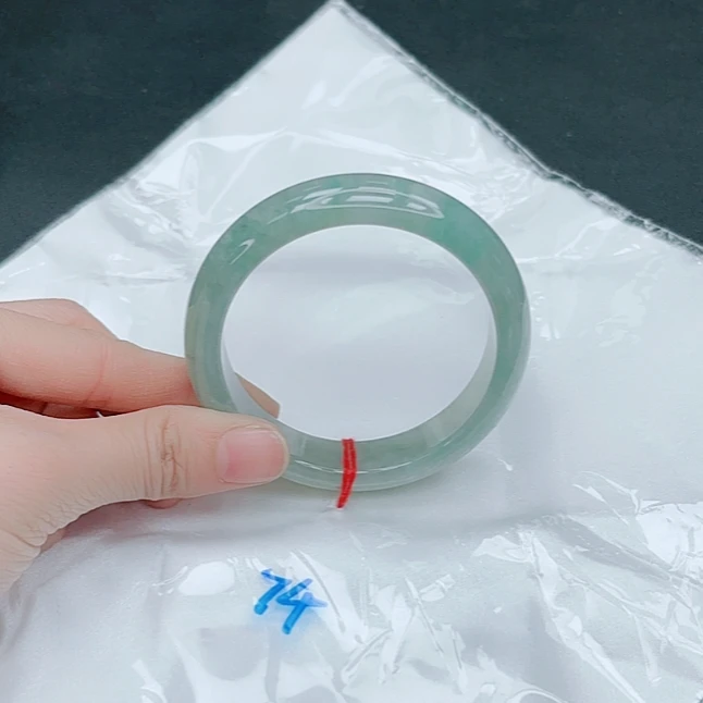 【圈口55~57】缅甸A货翡翠手镯天然玉镯女款湖水绿手镯880-74