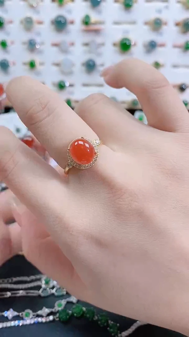 银S925镶嵌戒指南红玛瑙天然南红