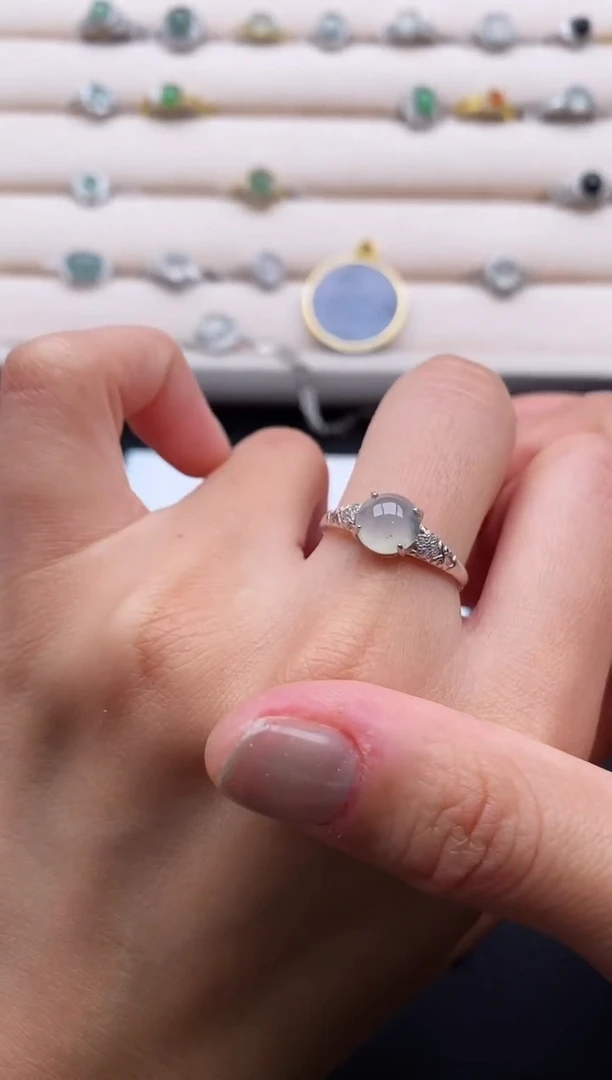 银S925镶嵌戒指翡翠6666666+10