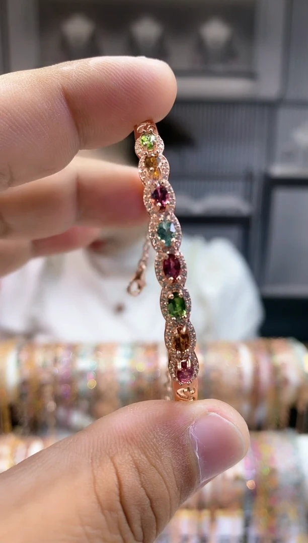 银S925镶嵌手镯碧玺354354354354354