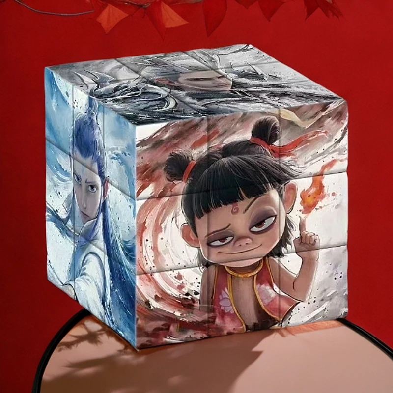 哪吒敖丙三阶魔方礼物儿童创意解压玩具训练益智吓人开发哪吒魔方