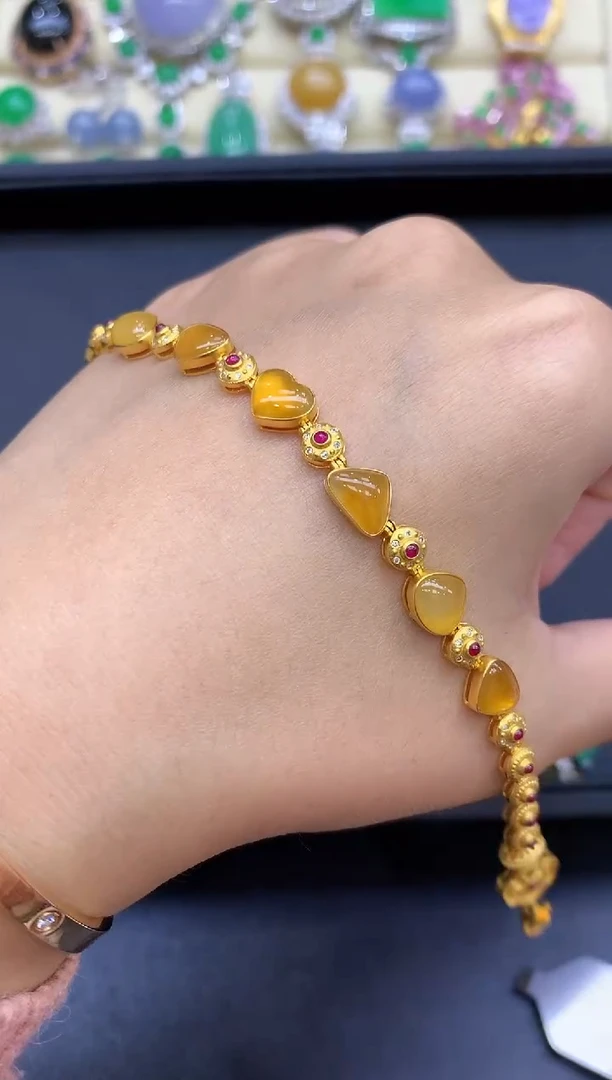 18K金镶嵌手链翡翠384-中国好珍宝