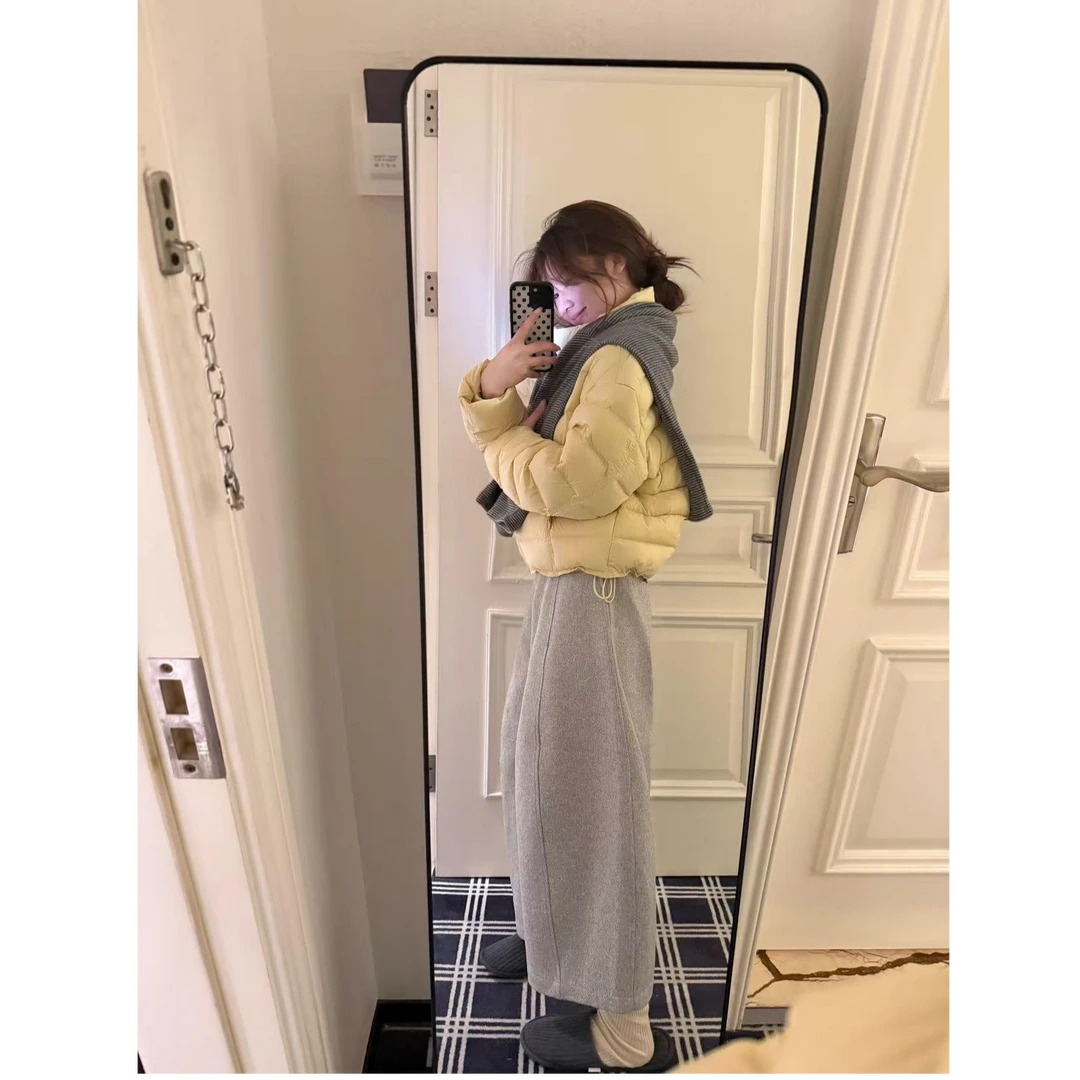 韩系泡芙短款黄色排骨棉服女冬季时尚洋气保暖休闲轻薄面包服外套