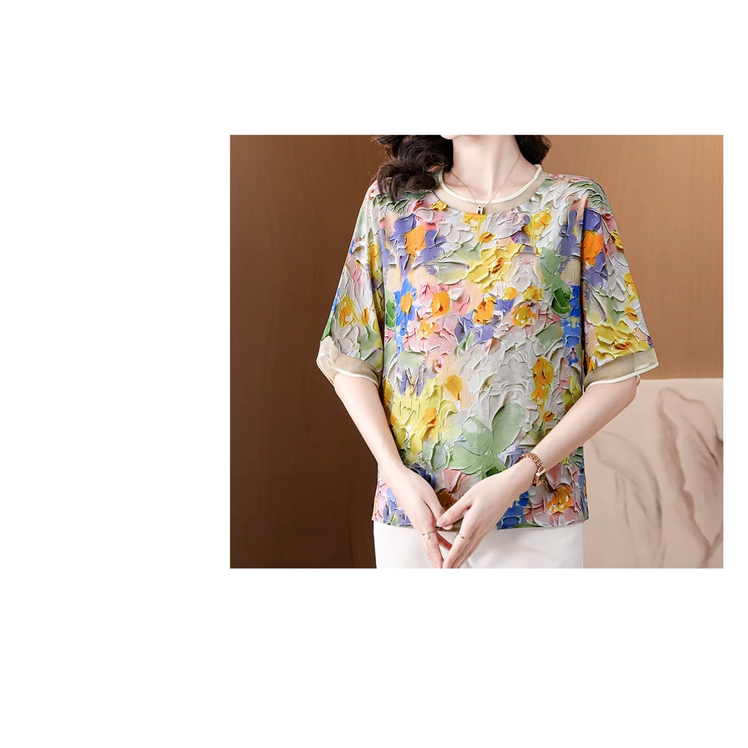 A256 夏装新款短袖宽松印花T恤小衫女百搭显瘦