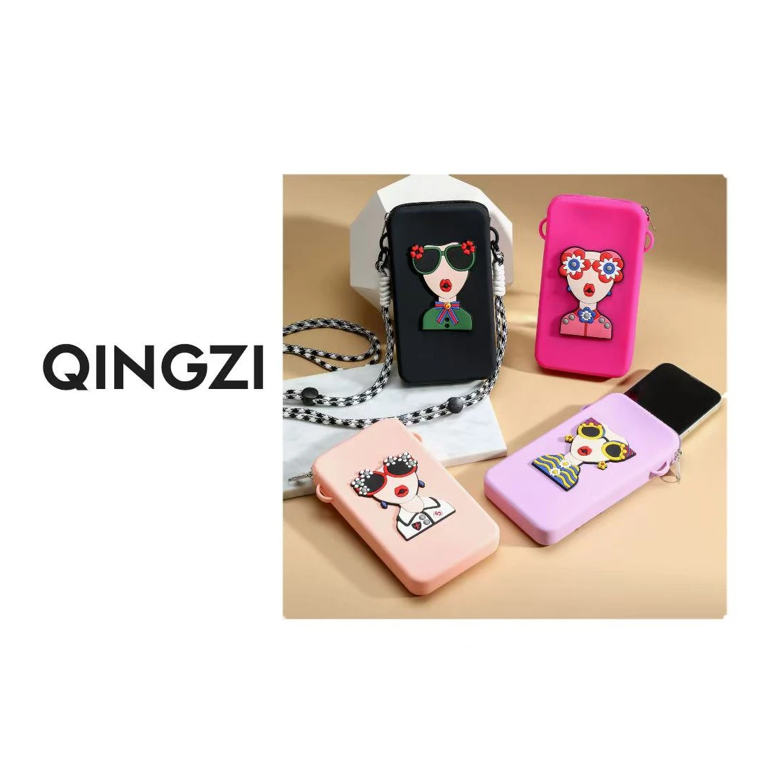 【海外订单】ins风时尚多巴胺多功能硅胶可伸缩手机斜挂包百搭平型