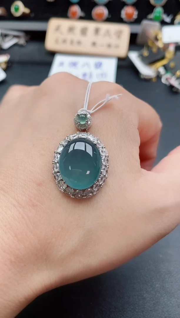 吊坠(赠链)银S925镶嵌翡翠1