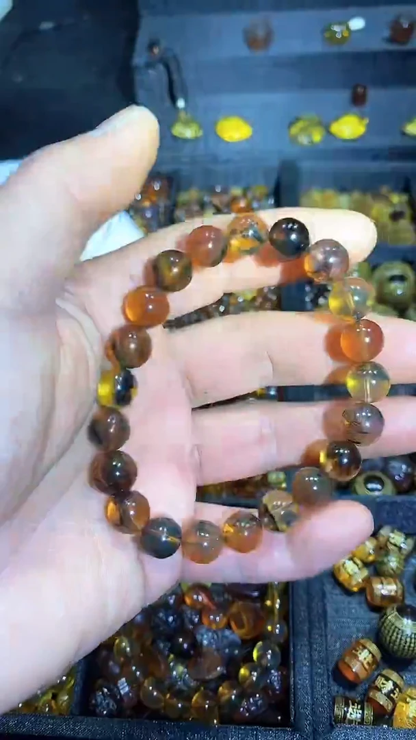 琥珀未镶嵌耳饰天然缅甸琥珀手串10+