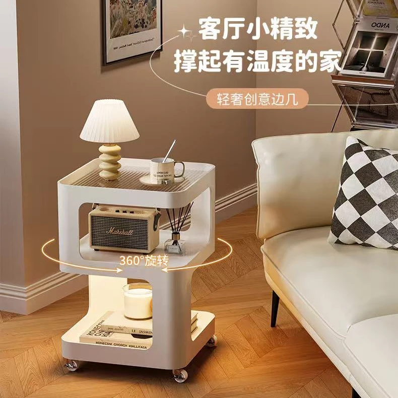 床头柜铁艺可移动带灯家用边柜卧室床头置物架小型免安装创意边几