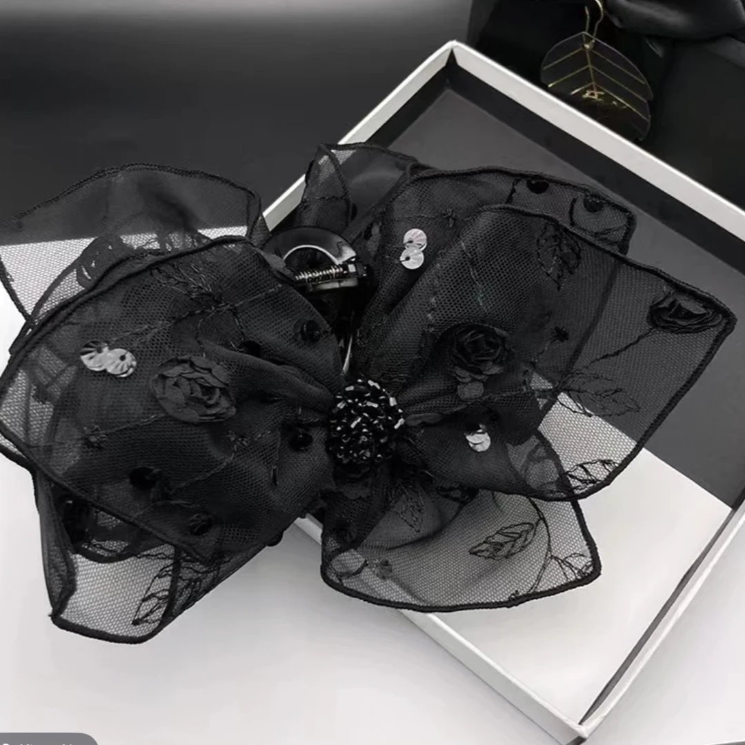 【伯爵玫瑰】网红爆款气质抓夹新款时尚国潮立体黑色发饰