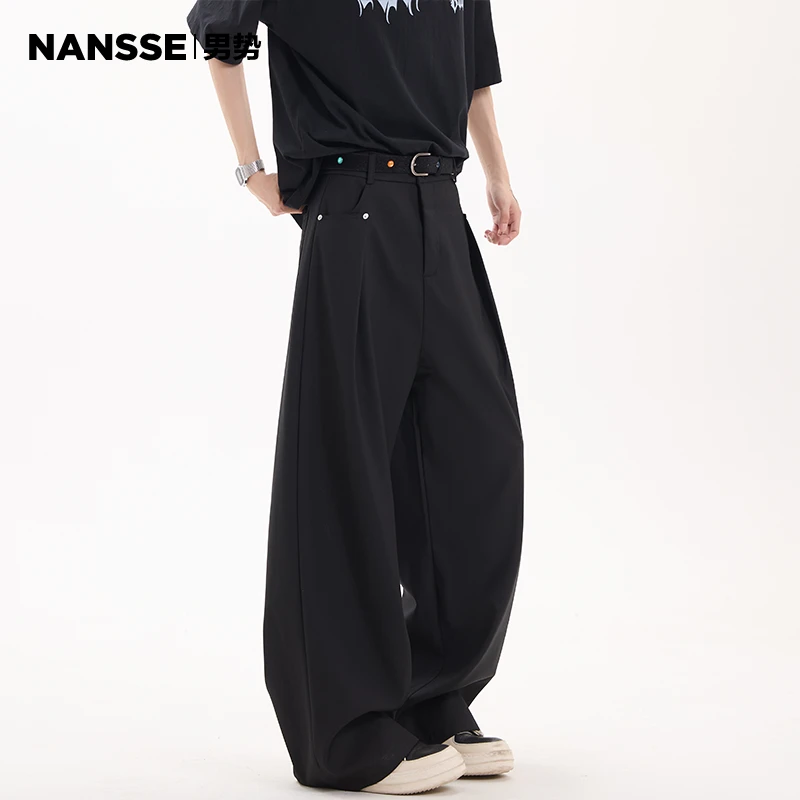 cleanfit垂感灰色西裤男2025春季新款高级感痞帅宽松弯休闲裤子