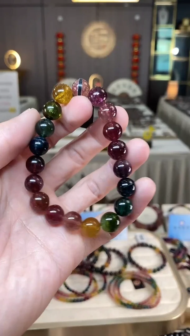 未镶嵌老矿碧玺彩虹单圈手串10mm+碧玺多样性发货一条xion