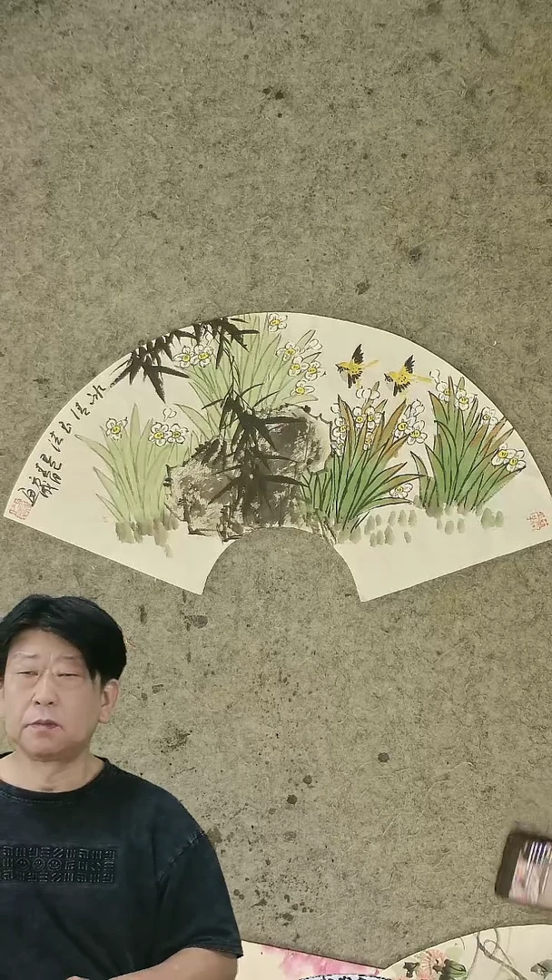 国画32*60cm 花鸟 扇面