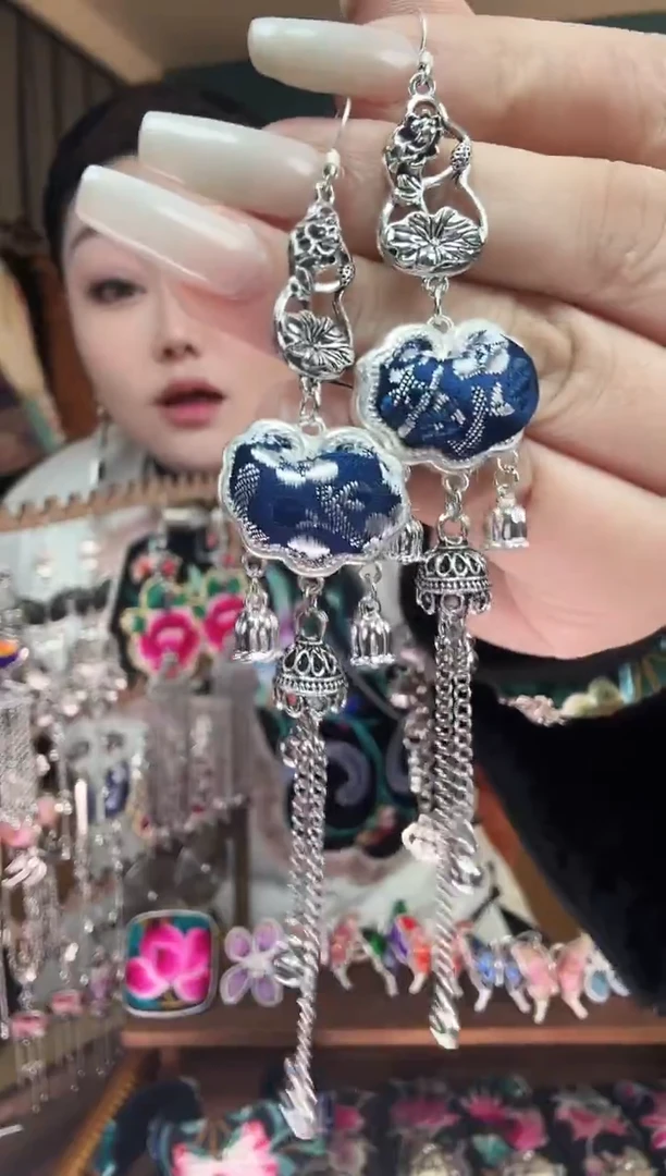 刺绣纯手工民族风刺绣耳环